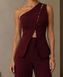 Jay Plum One Shoulder Vest Top