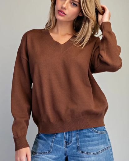 Loren Brown V-Neck Sweater