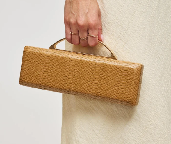Mustard With Gold Hardware Clutch