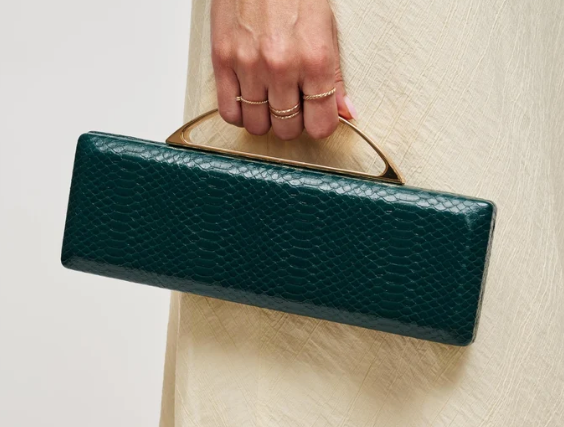 Emerald With Gold Hardware Clutch