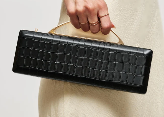 Black With Gold Hardware Clutch