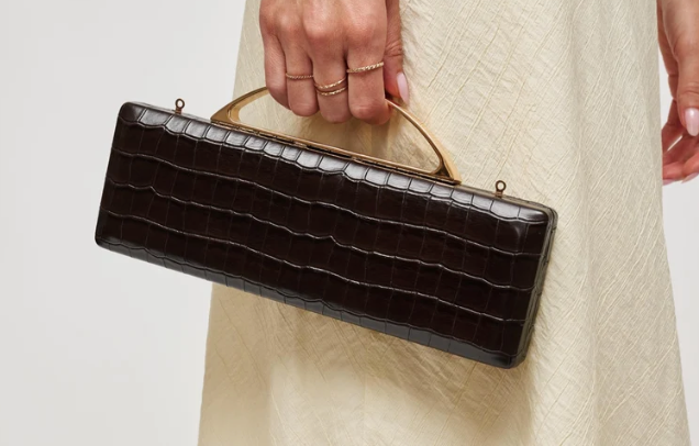 Banks Chocolate Brown With Gold Hardware Clutch