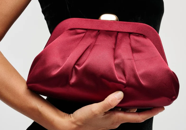 Winter Burgundy Satin Clutch