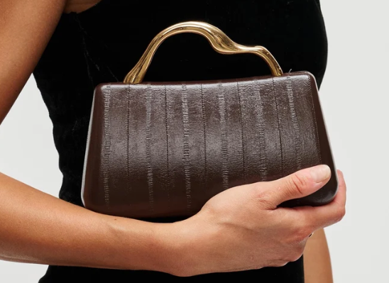 Nichelle Espresso Brown Sculpted Handle Clutch