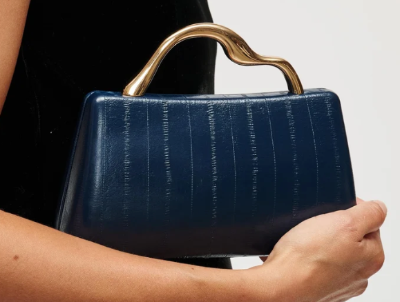 Nichelle Navy Sculpted Handle Clutch