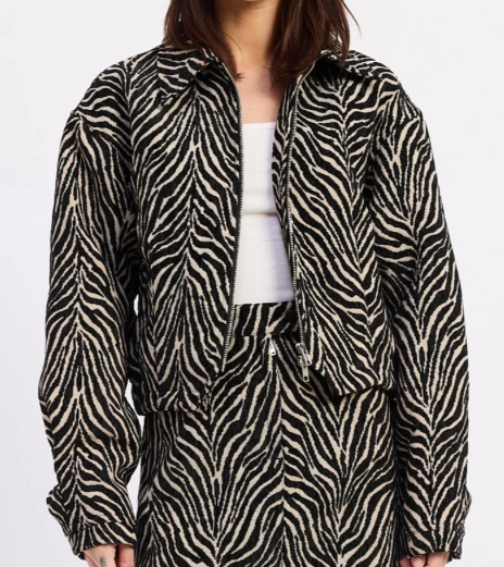 Della Zip Up Animal Print Jacket