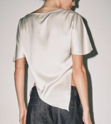Lettie Ivory Pointy Hem Satin Top