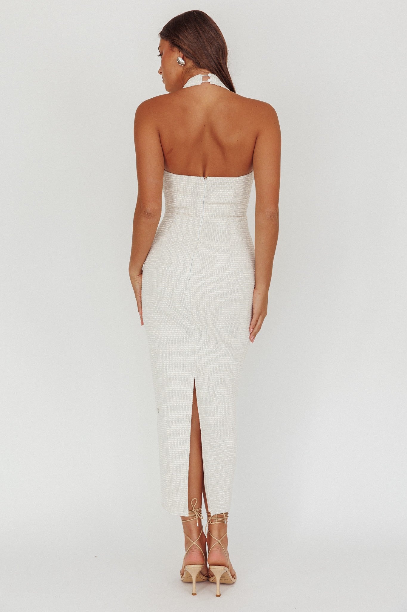 Ophelia halter textured midi dress