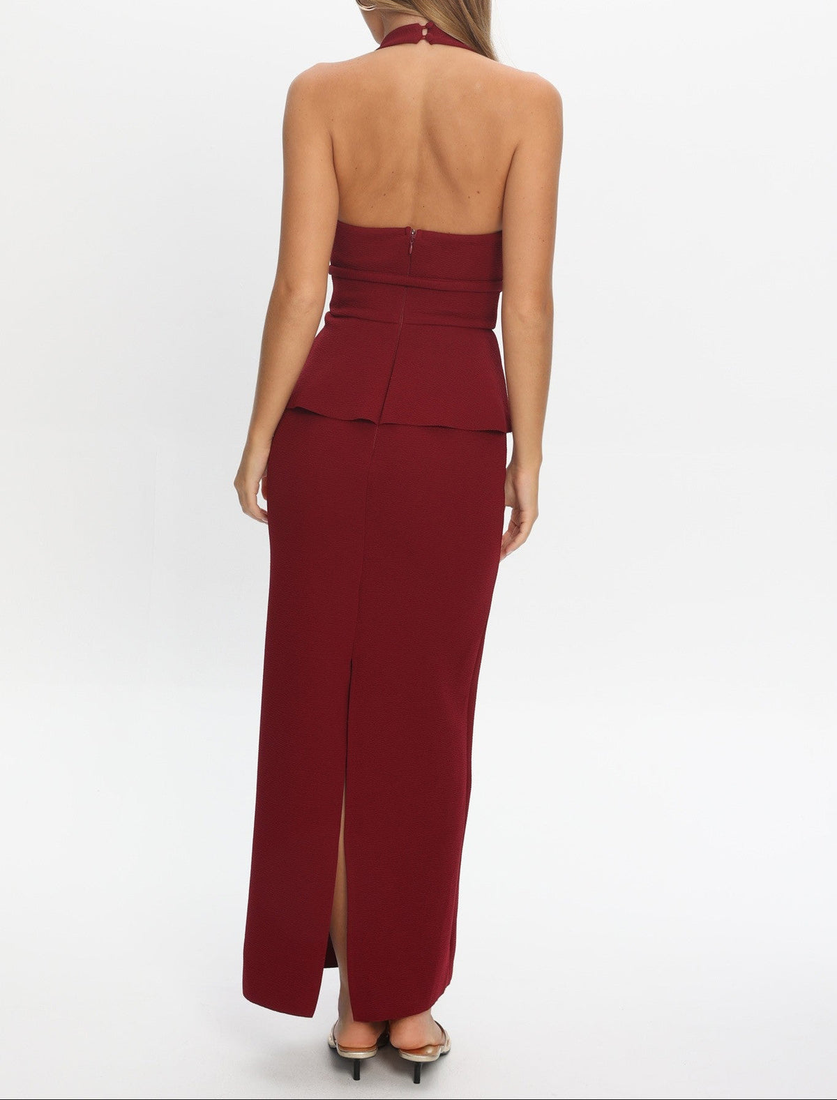 Saskia Cherry Red Peplum Maxi Dress