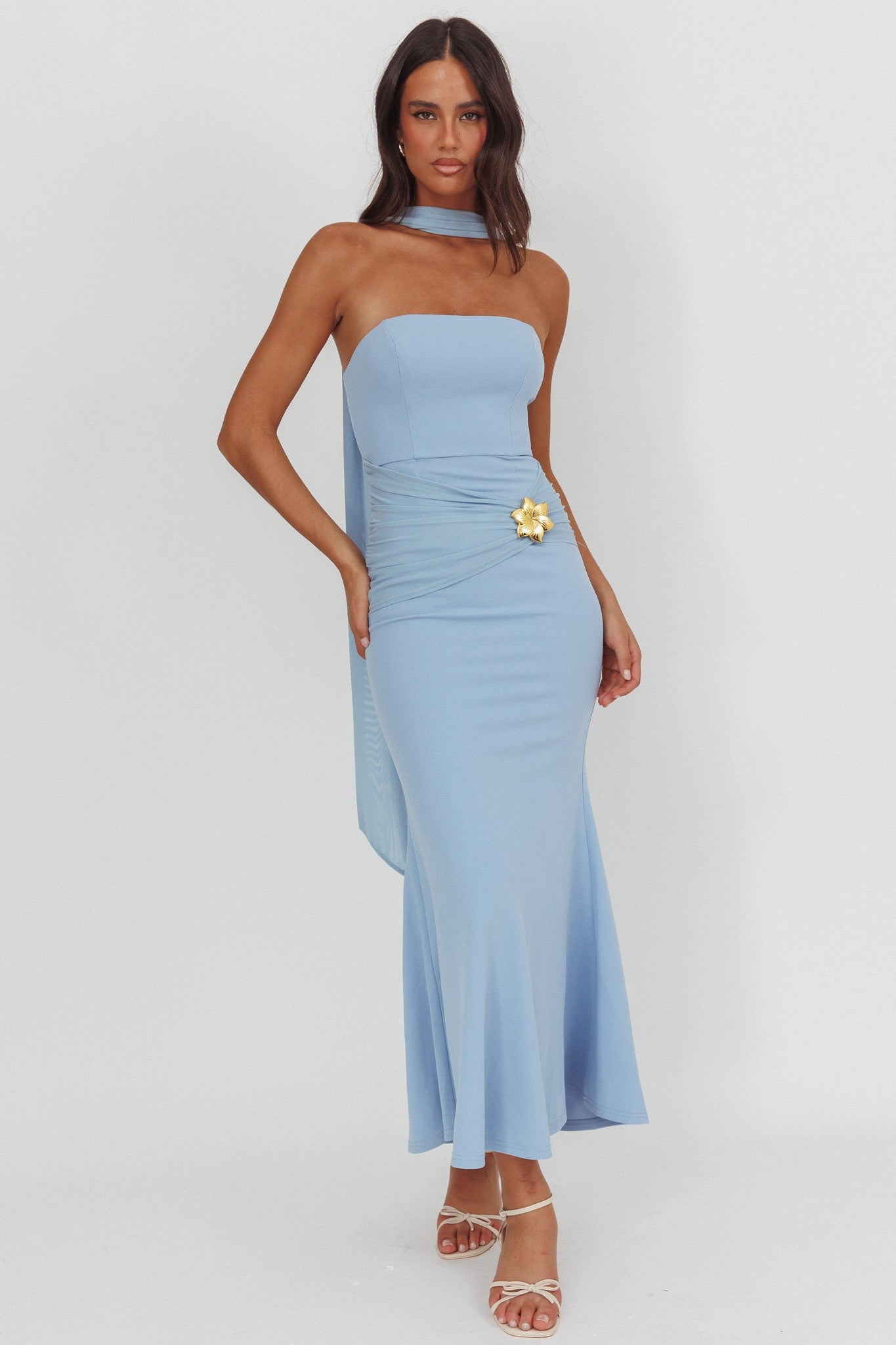 Chloe strapless halter maxi dress