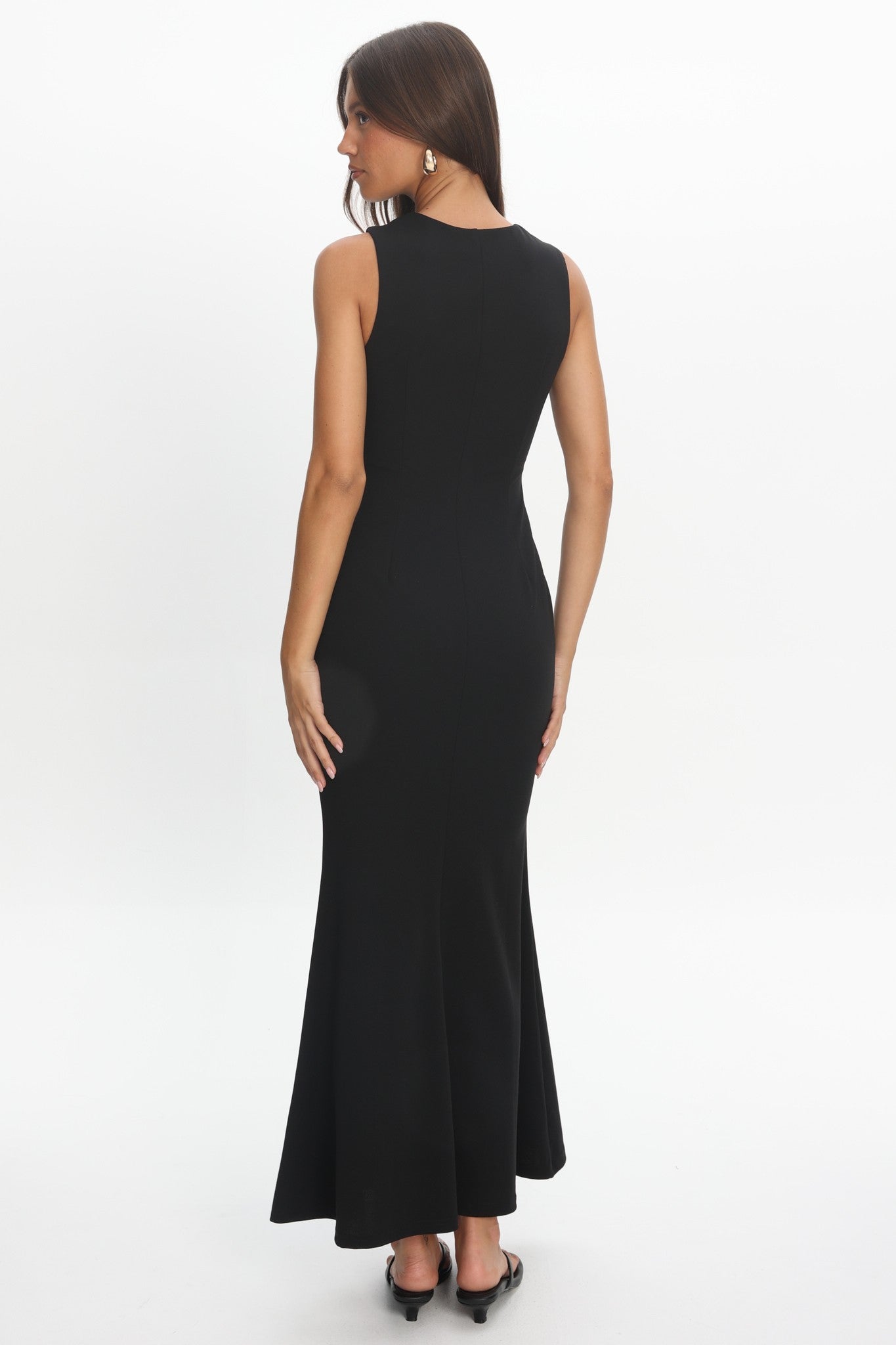 Solana Black Sleeveless High Neck Maxi Dress