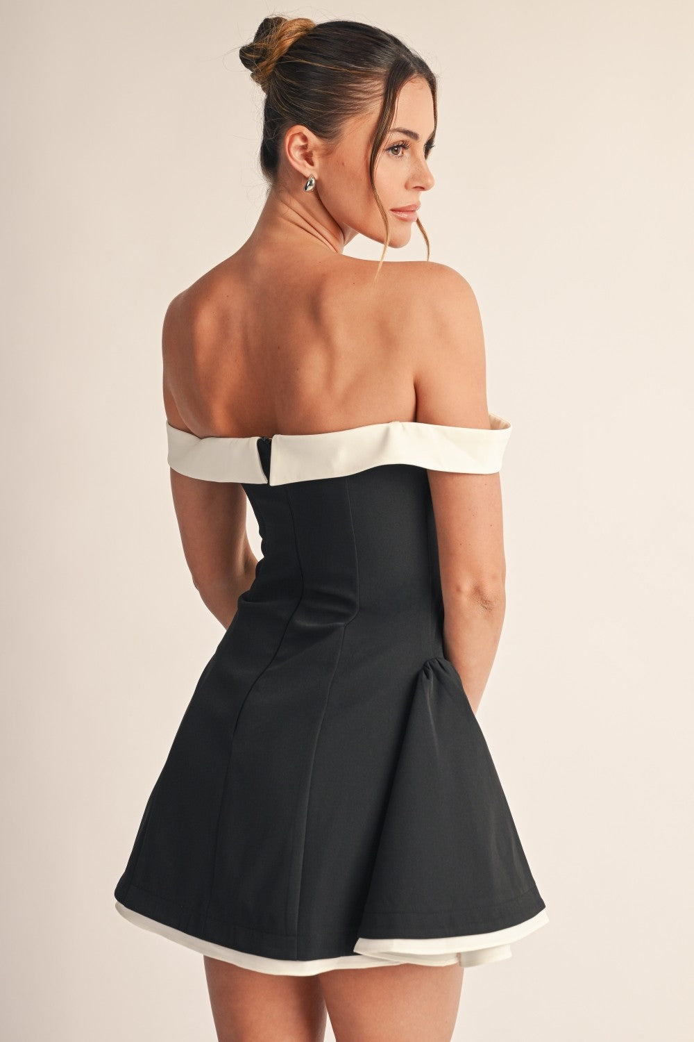 Nova Black Off Shoulder Fit & Flare Mini Dress