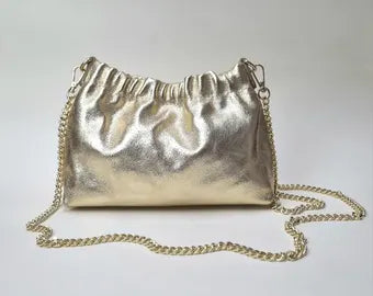 Fernanda Gold Genuine Italian Leather Handbag