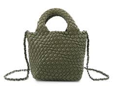 Brie Olive Braided Bucket Bag