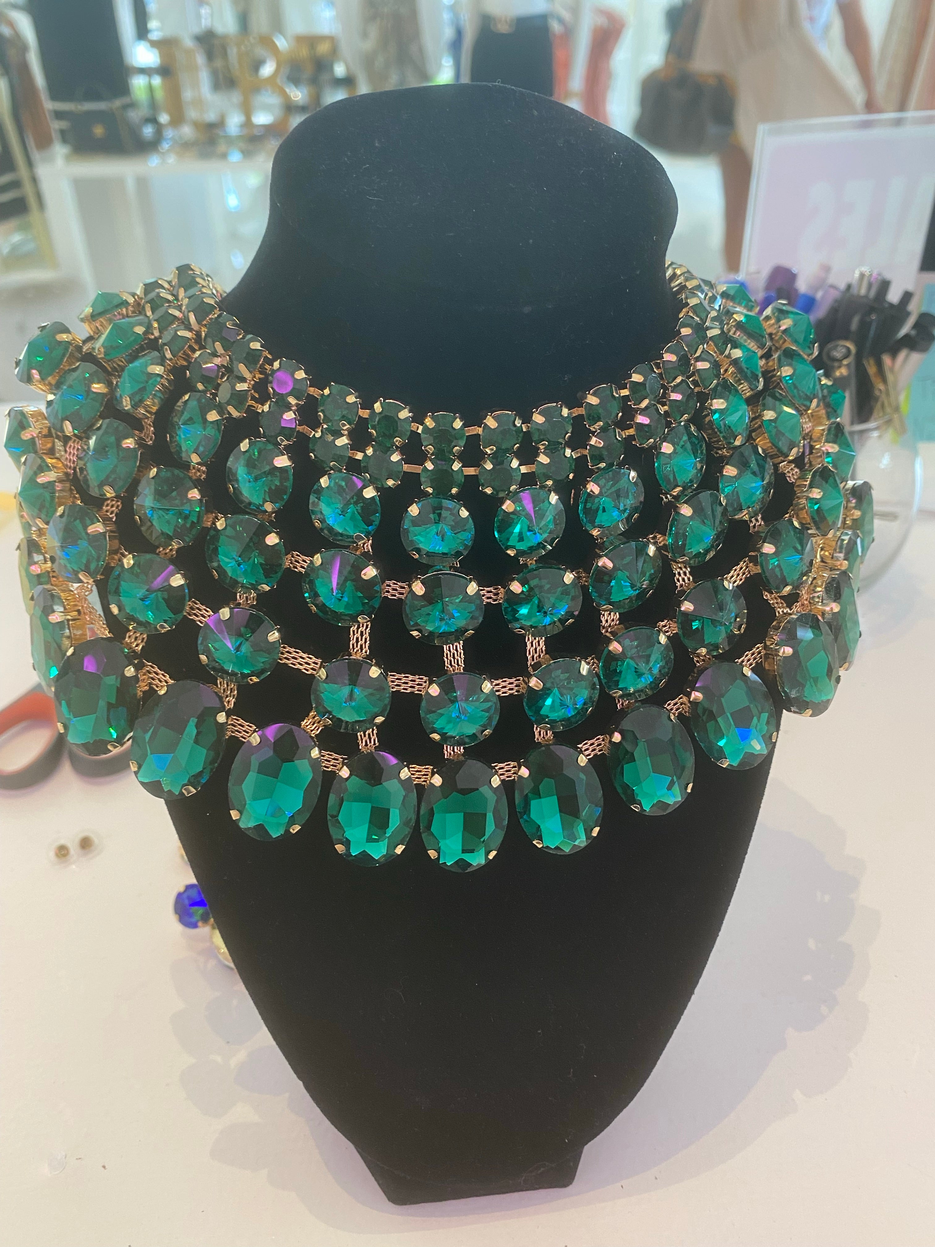 Bib It Jeweled Stone Bib Necklace