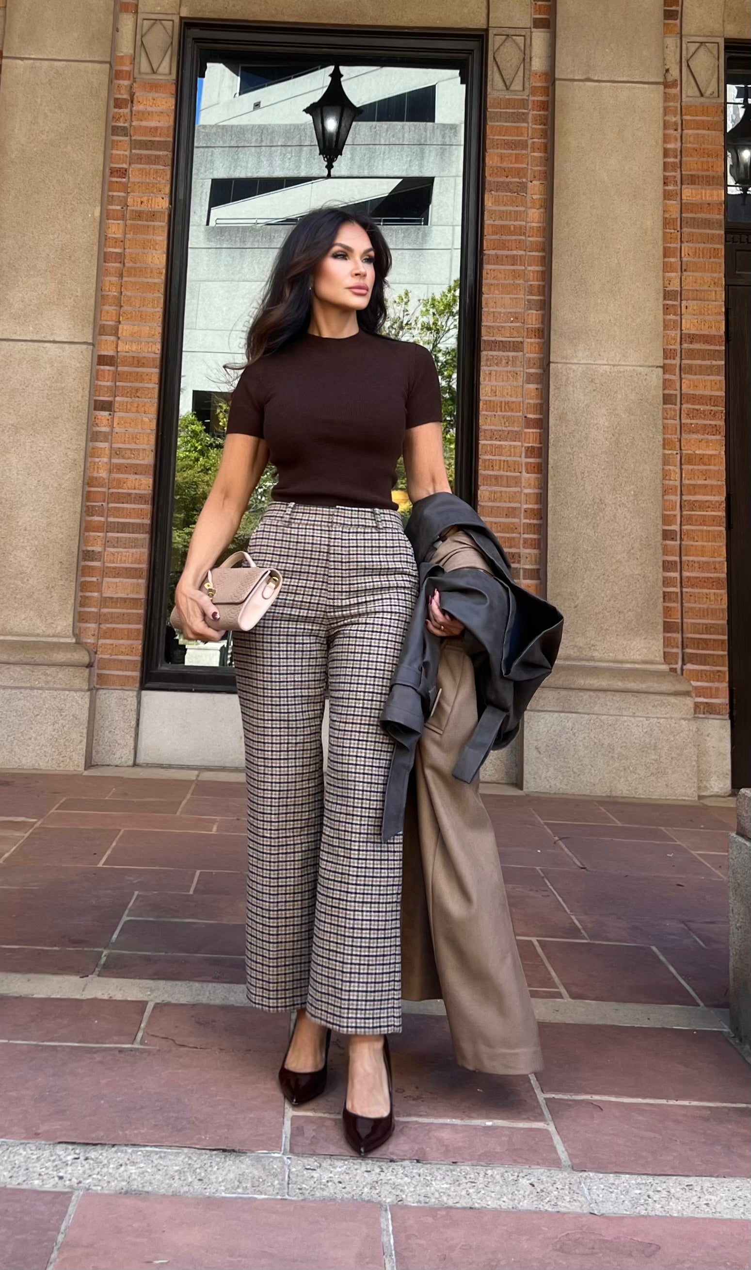 Amanda Brown Plaid High Rise Cropped Trouser