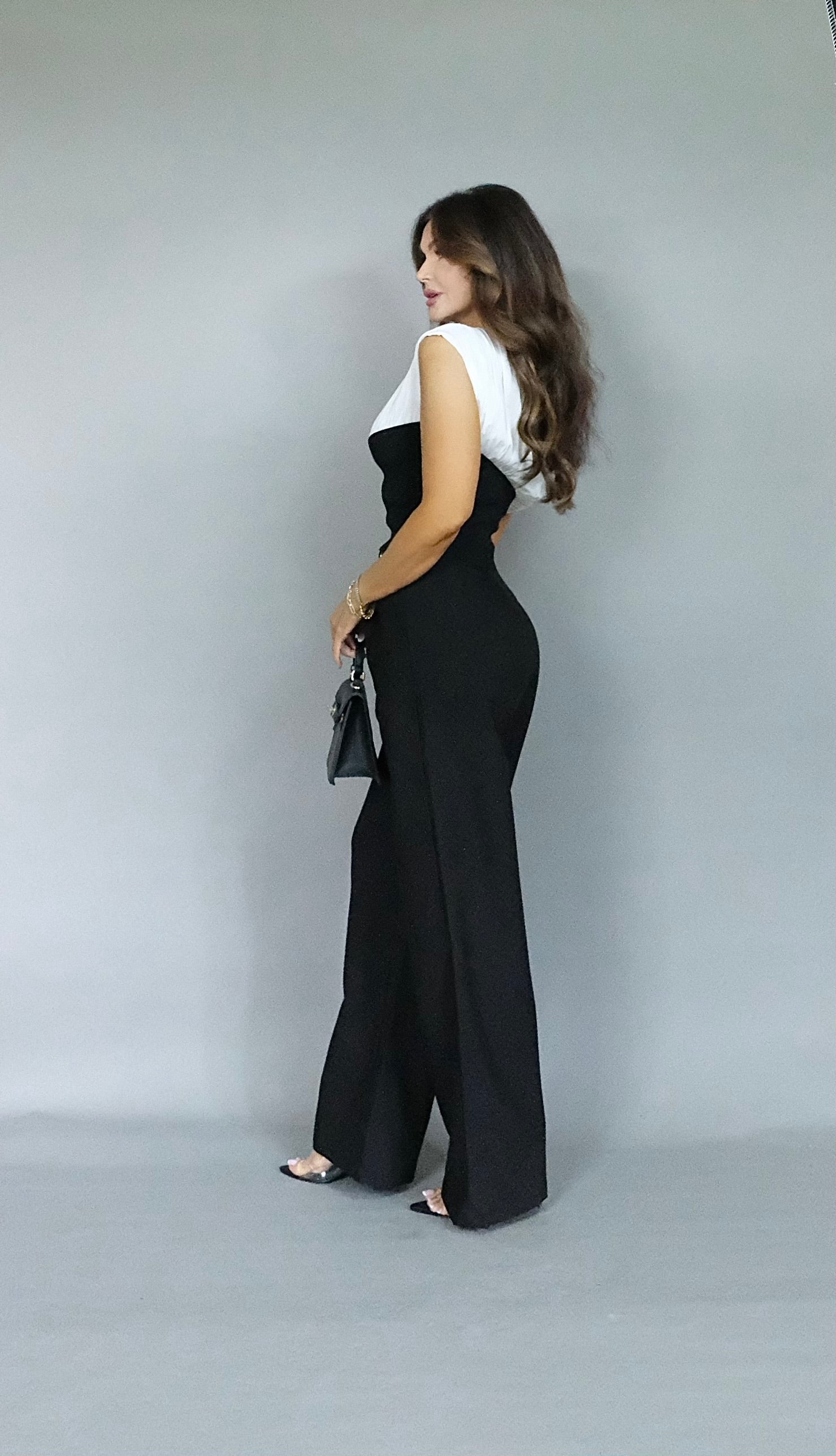 Janice black pleated loose fit pant