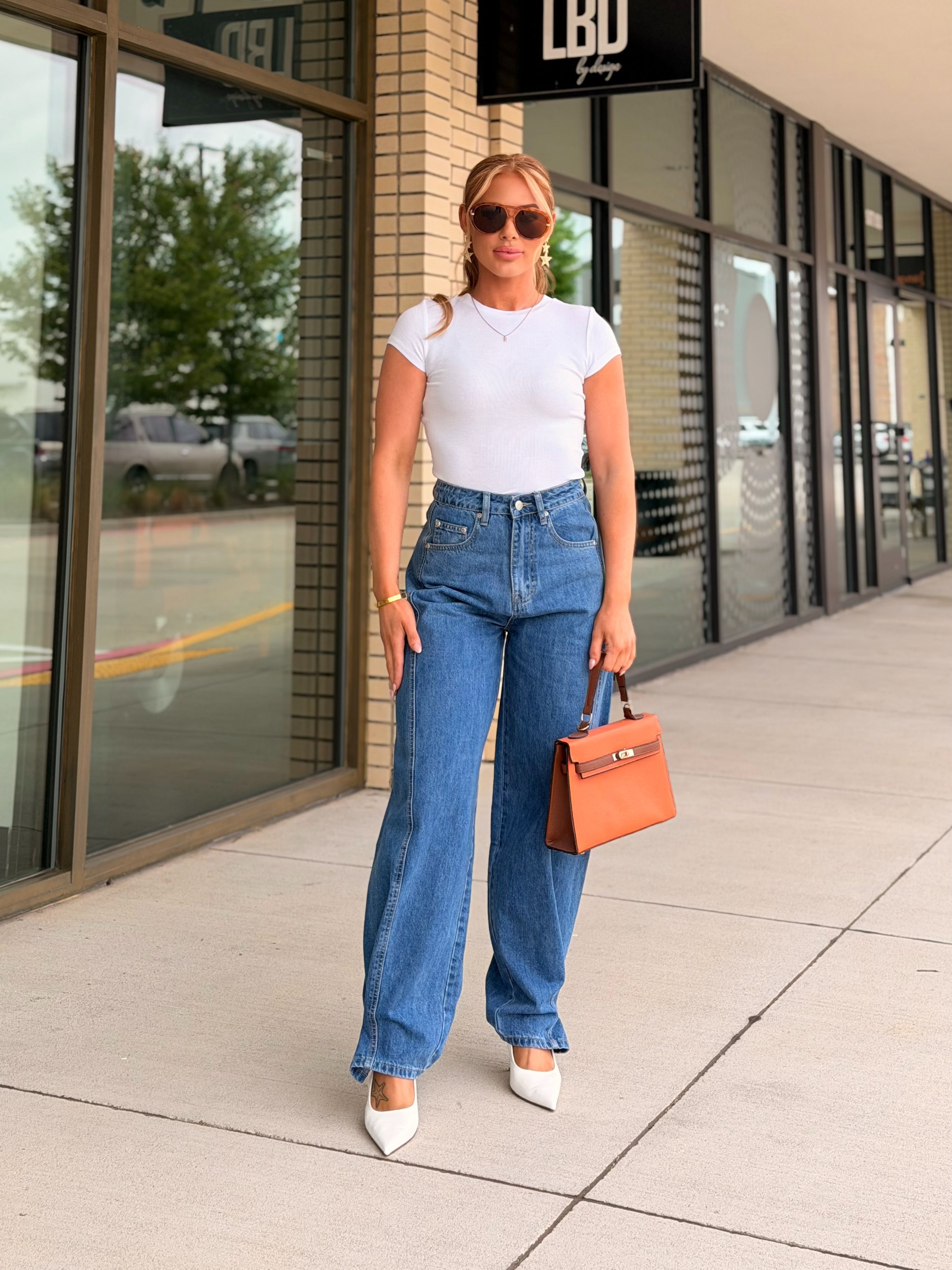 Kenzie Denim Mid Rise Pleated Wide Leg Jeans
