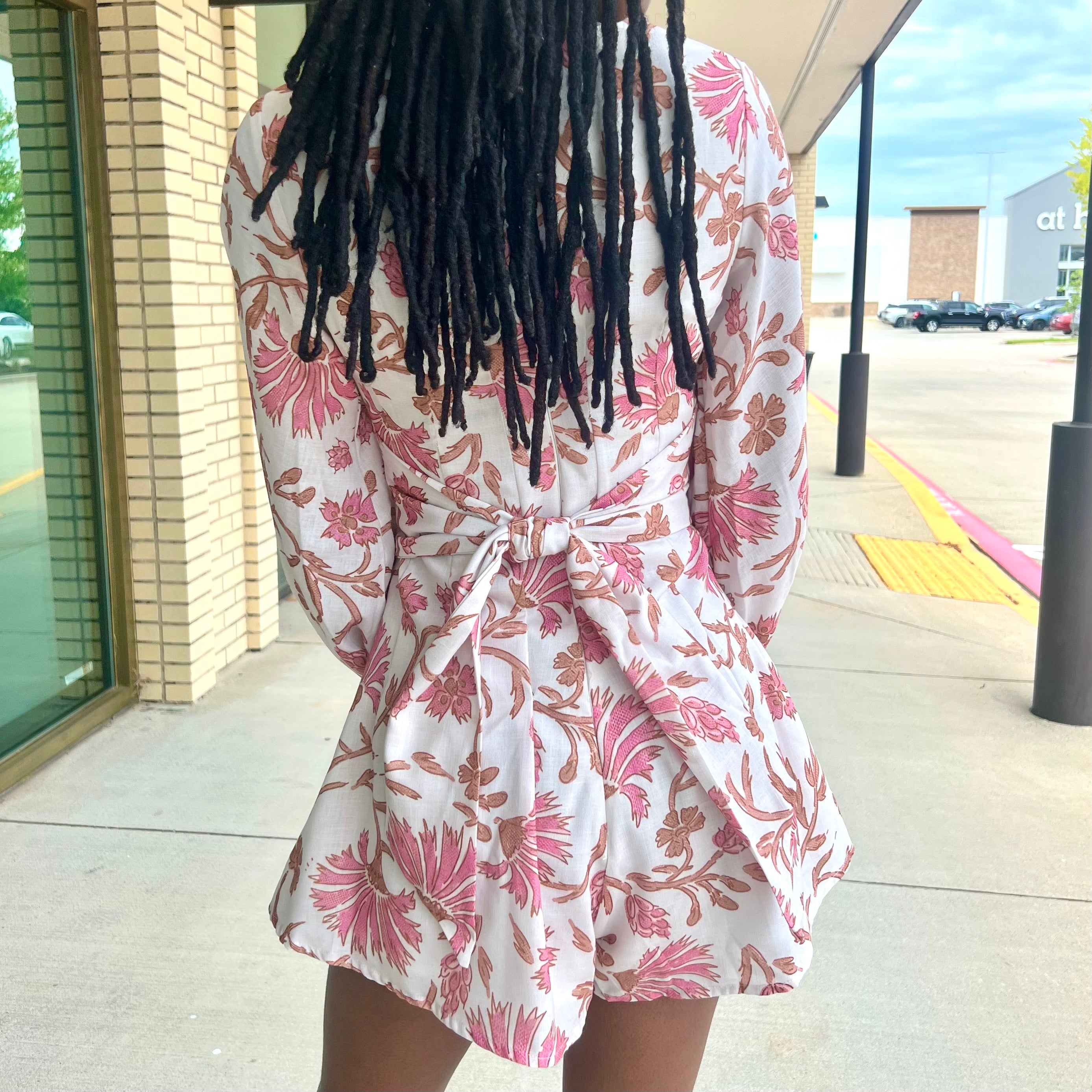 Carla Cream Floral Long Sleeve Romper