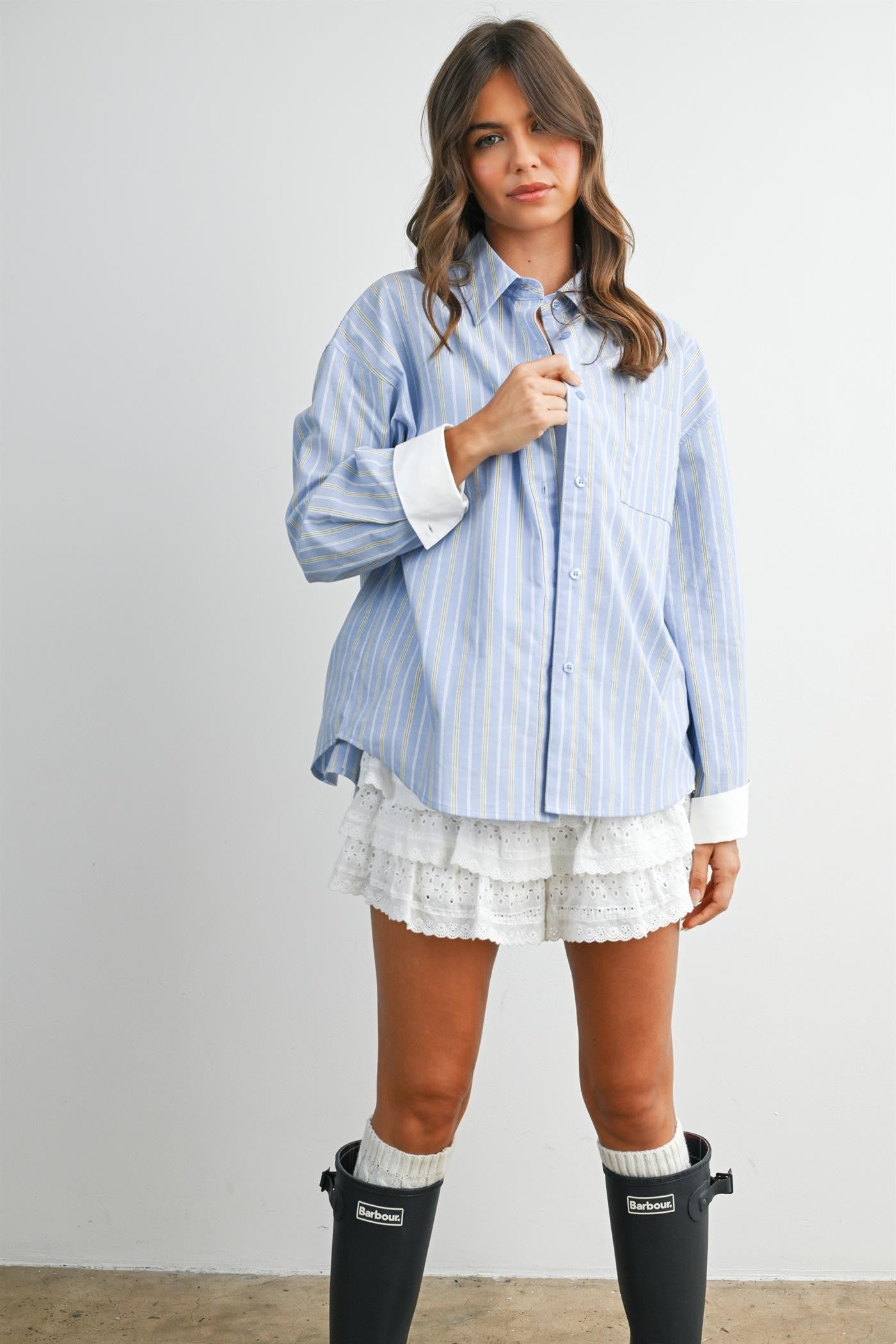Taylor striped button up top