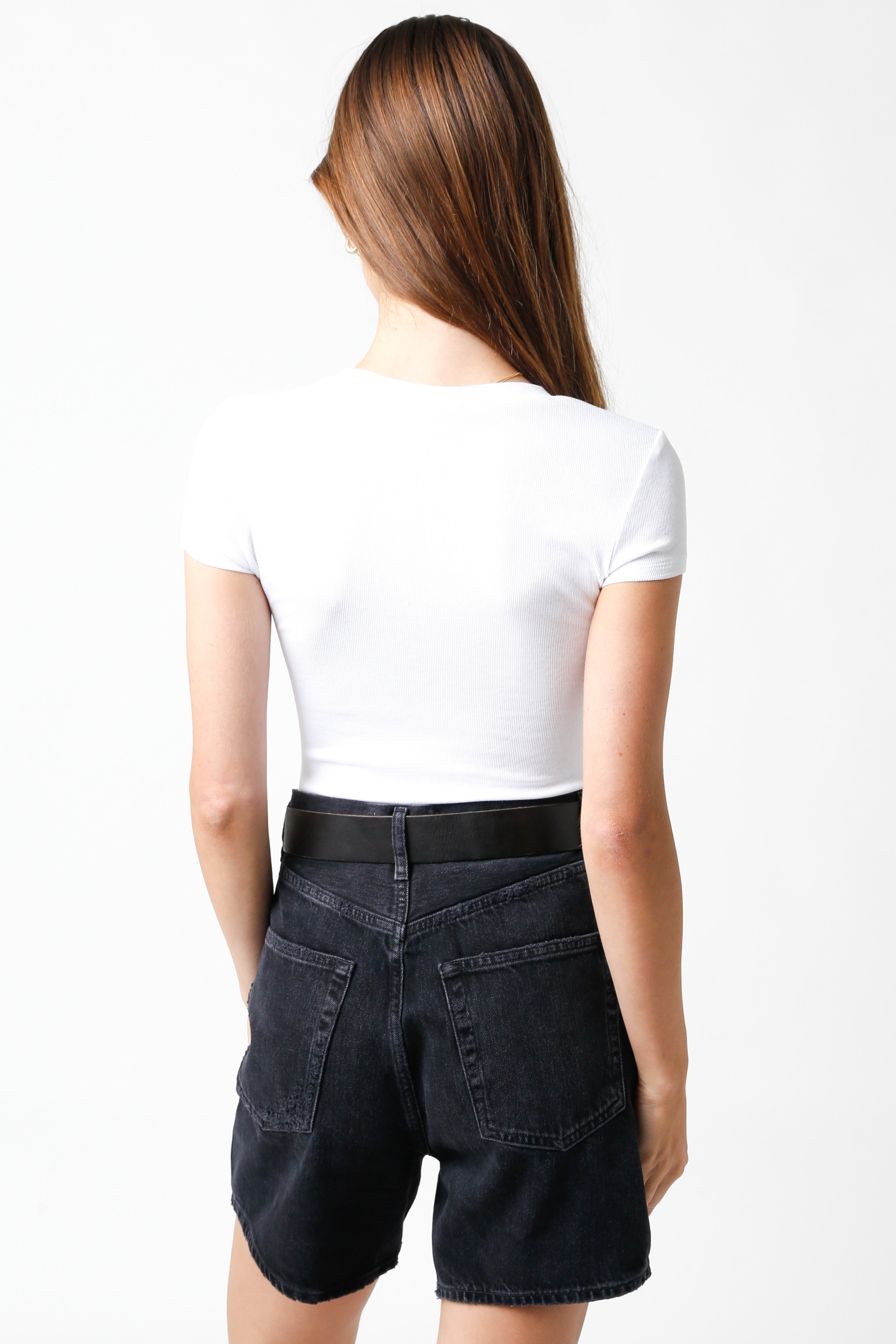 Nala White Ribbed Cap Sleeve Top