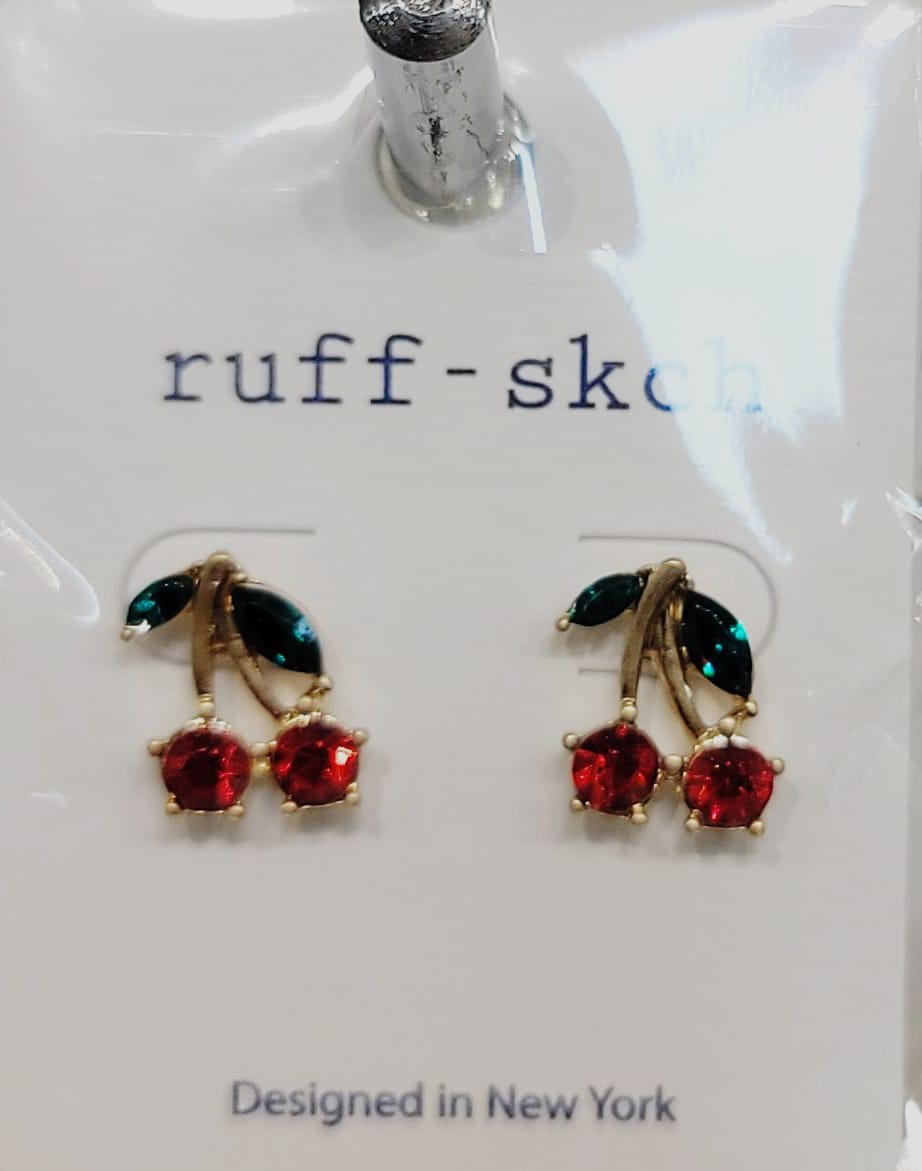 Mini Cherry Rhinestone Stud Earrings