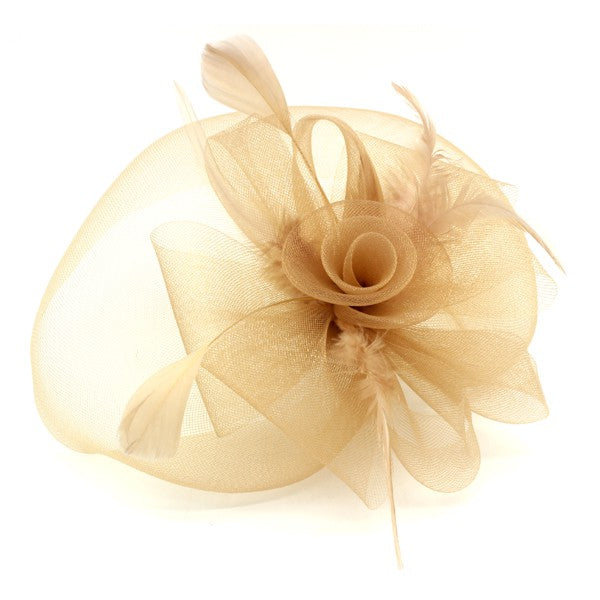 Light Taupe/Gold Flower Fascinator