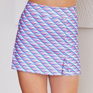 Mandy Geo Striped Side Slit Mini Skort