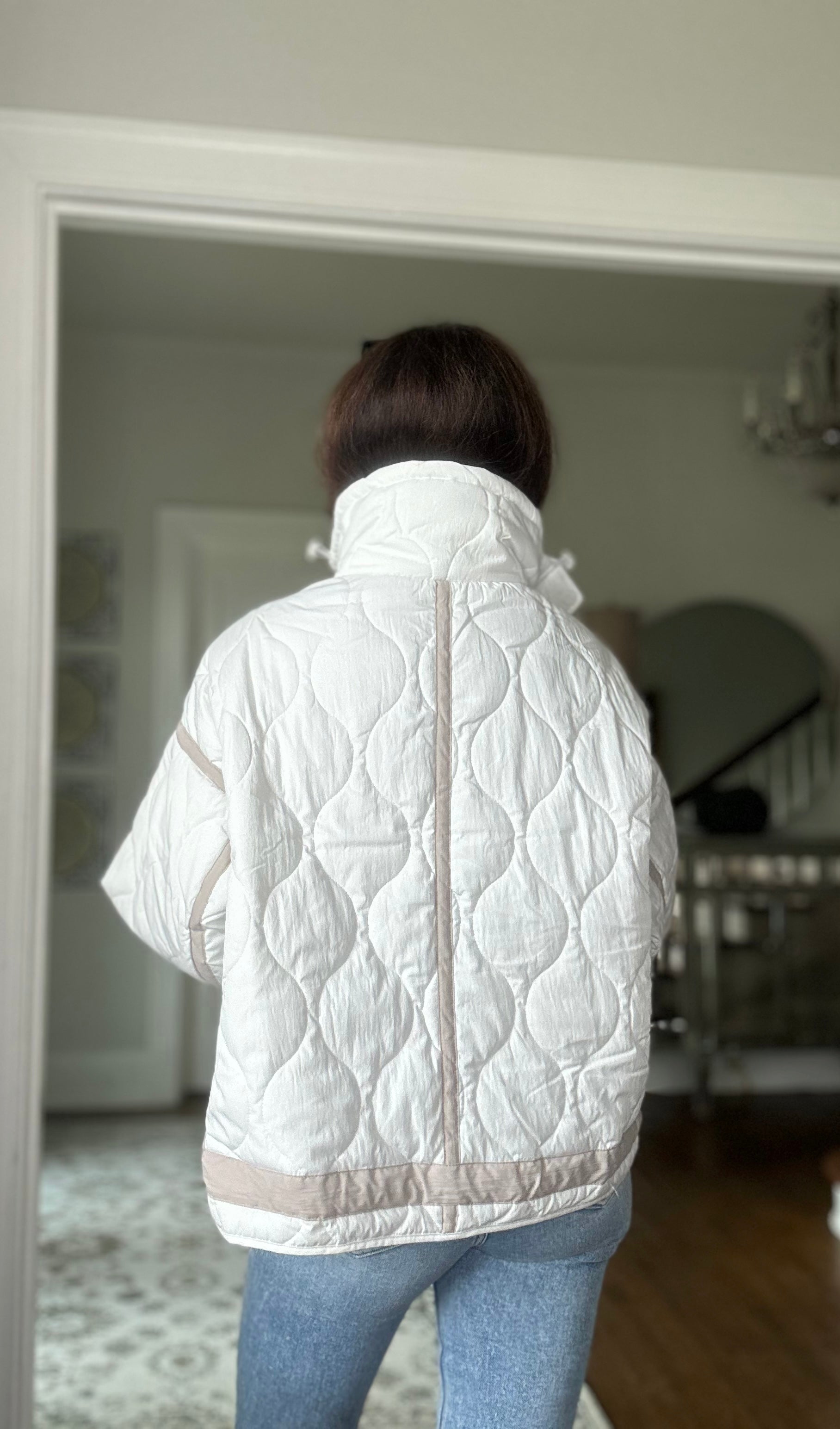 Alex white two tone quilted jacket