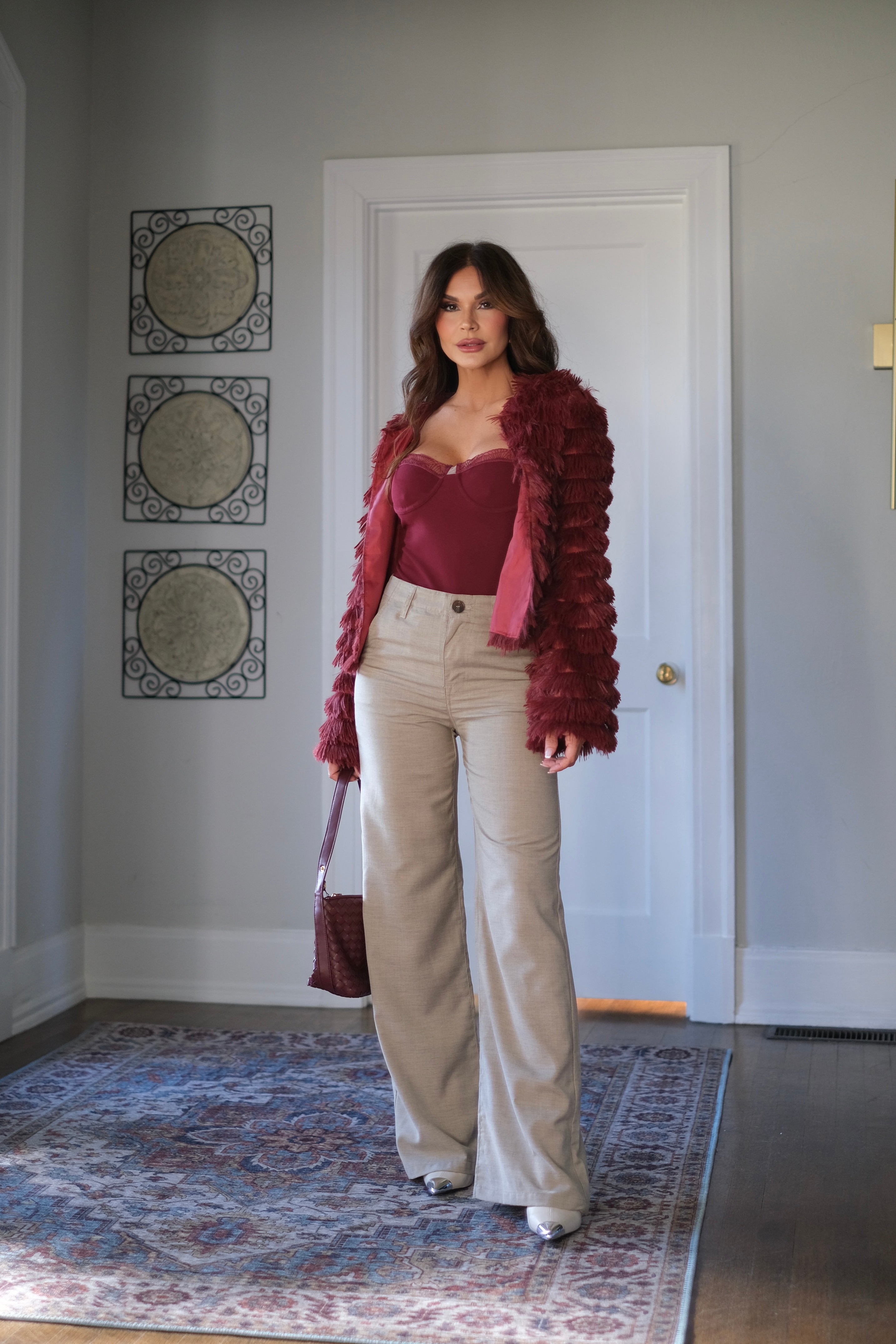 Karina Khaki Wide Leg Trouser with Pockets