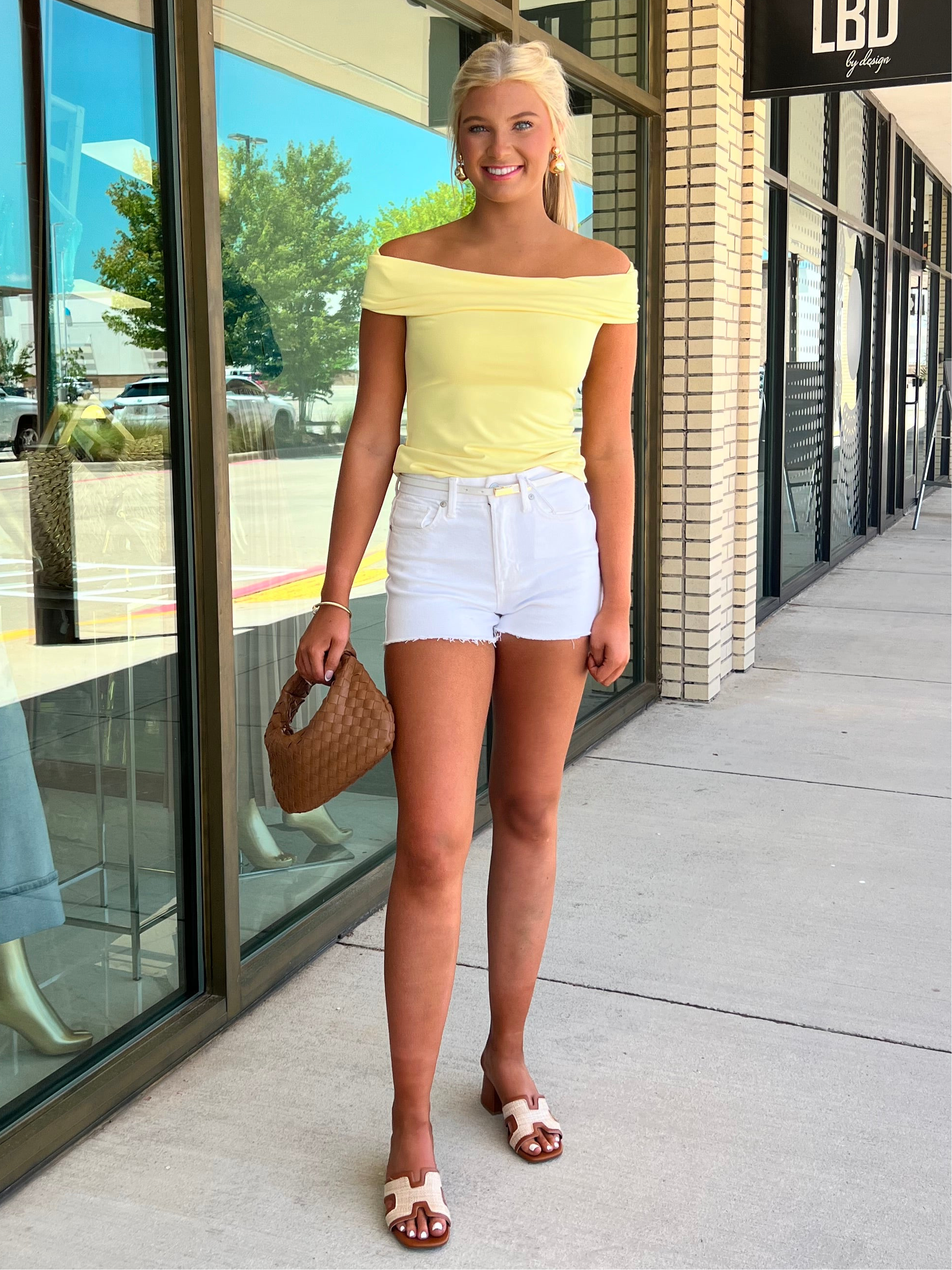 Ailani lemon off shoulder fold over top