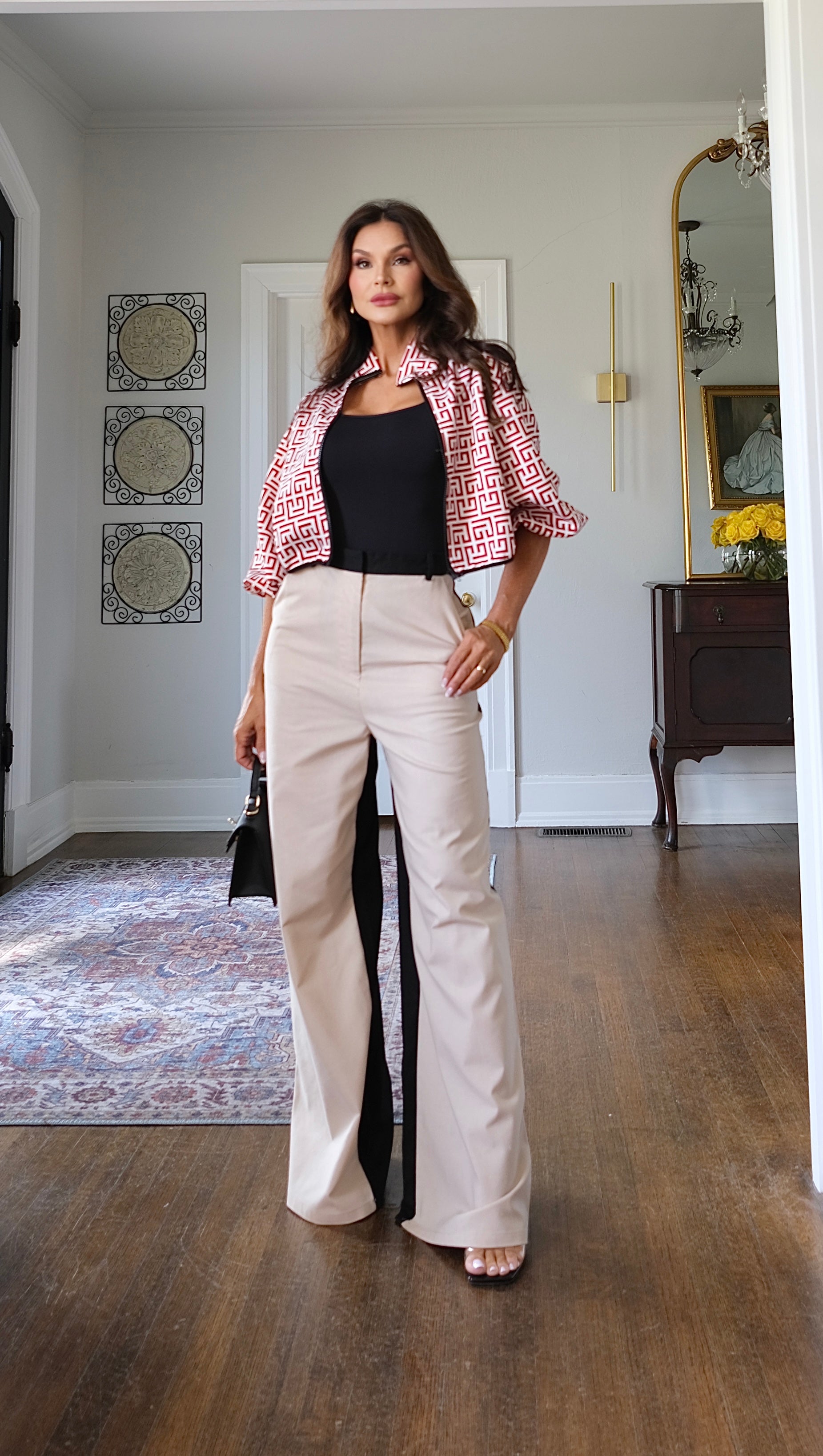 Sade wine abstract line print bomber jacket