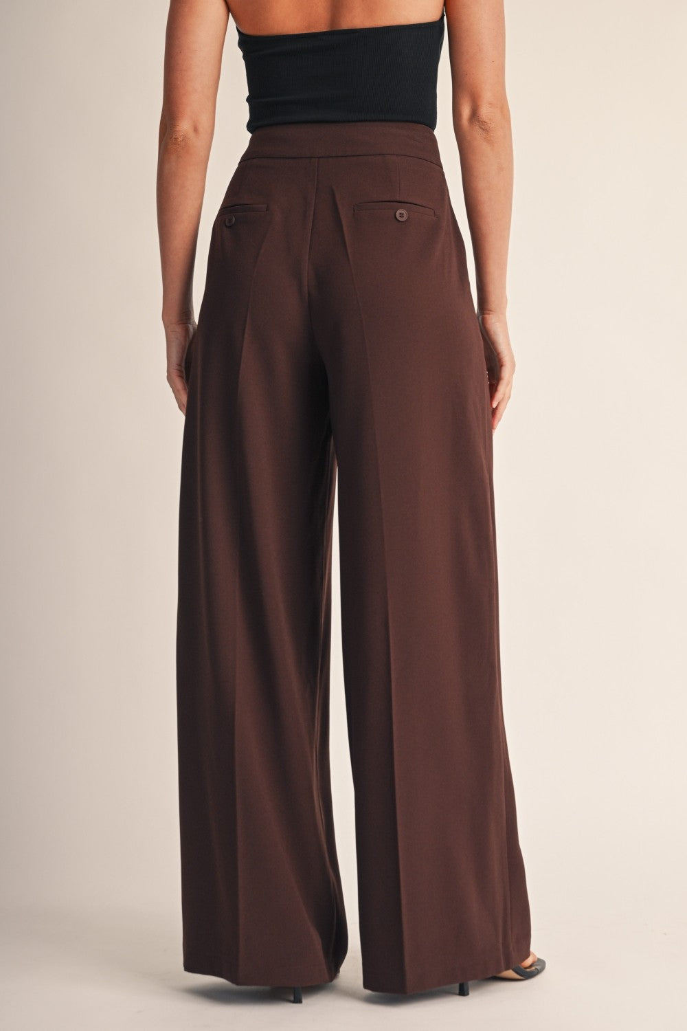 Billie Brown Tailored Wide Leg Pants