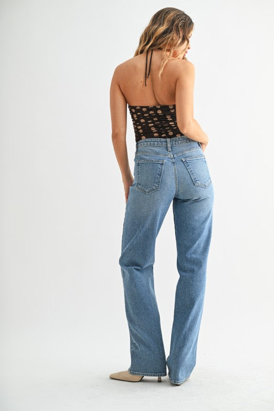Marjorie Medium Wash High Waist Straight Leg Jeans