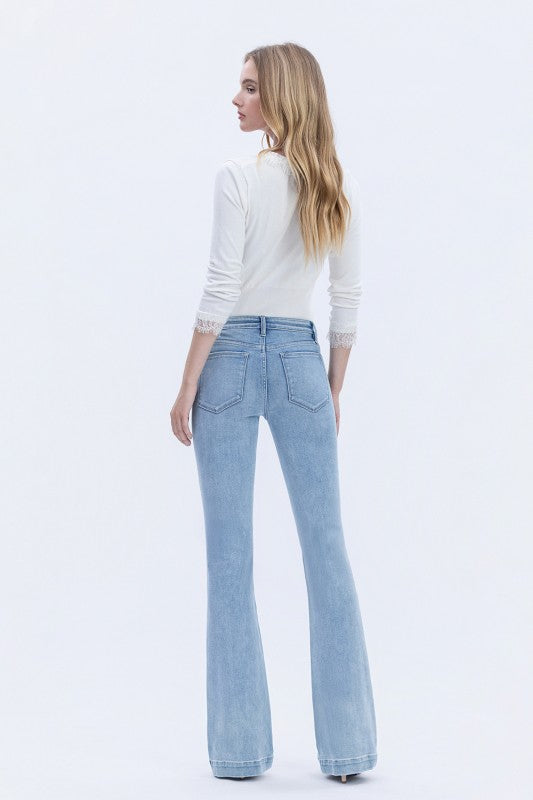 Miranda light wash mid rise boot flare jean