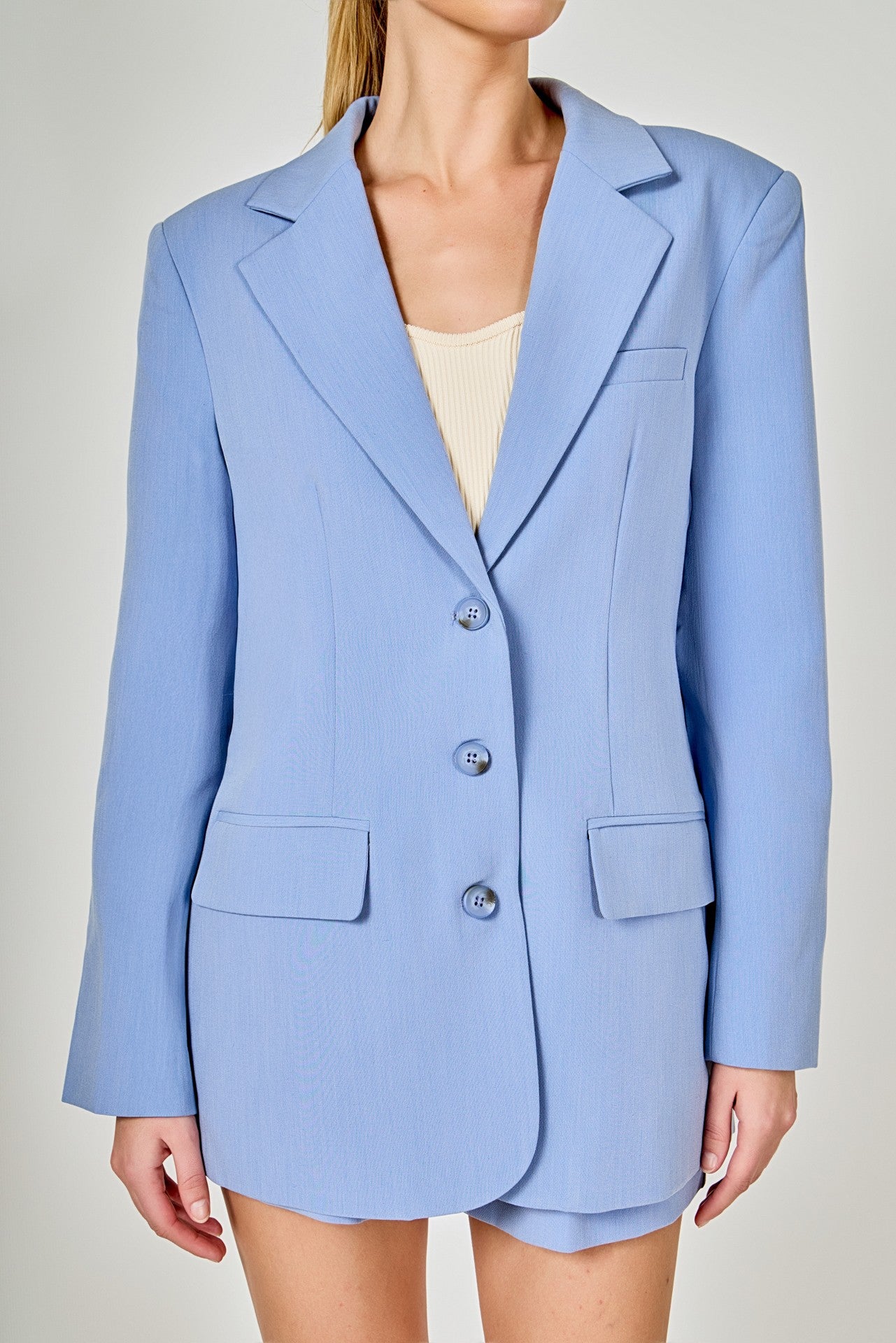 Nadia Blue Three Button Blazer
