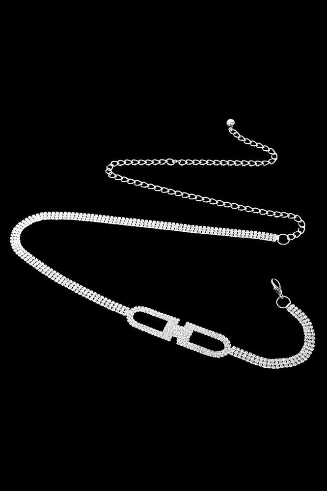 Silver Rhinestone Chain Belt