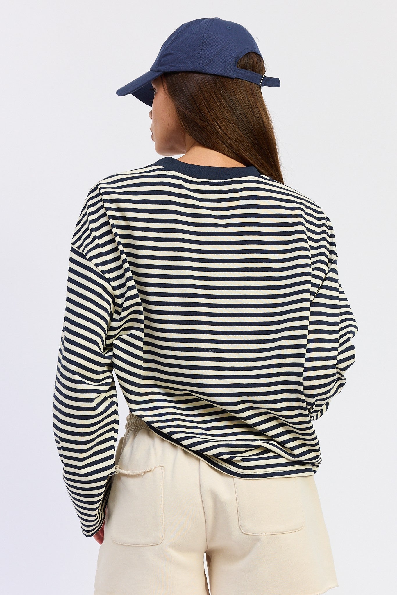 Payton navy striped oversized sweater top