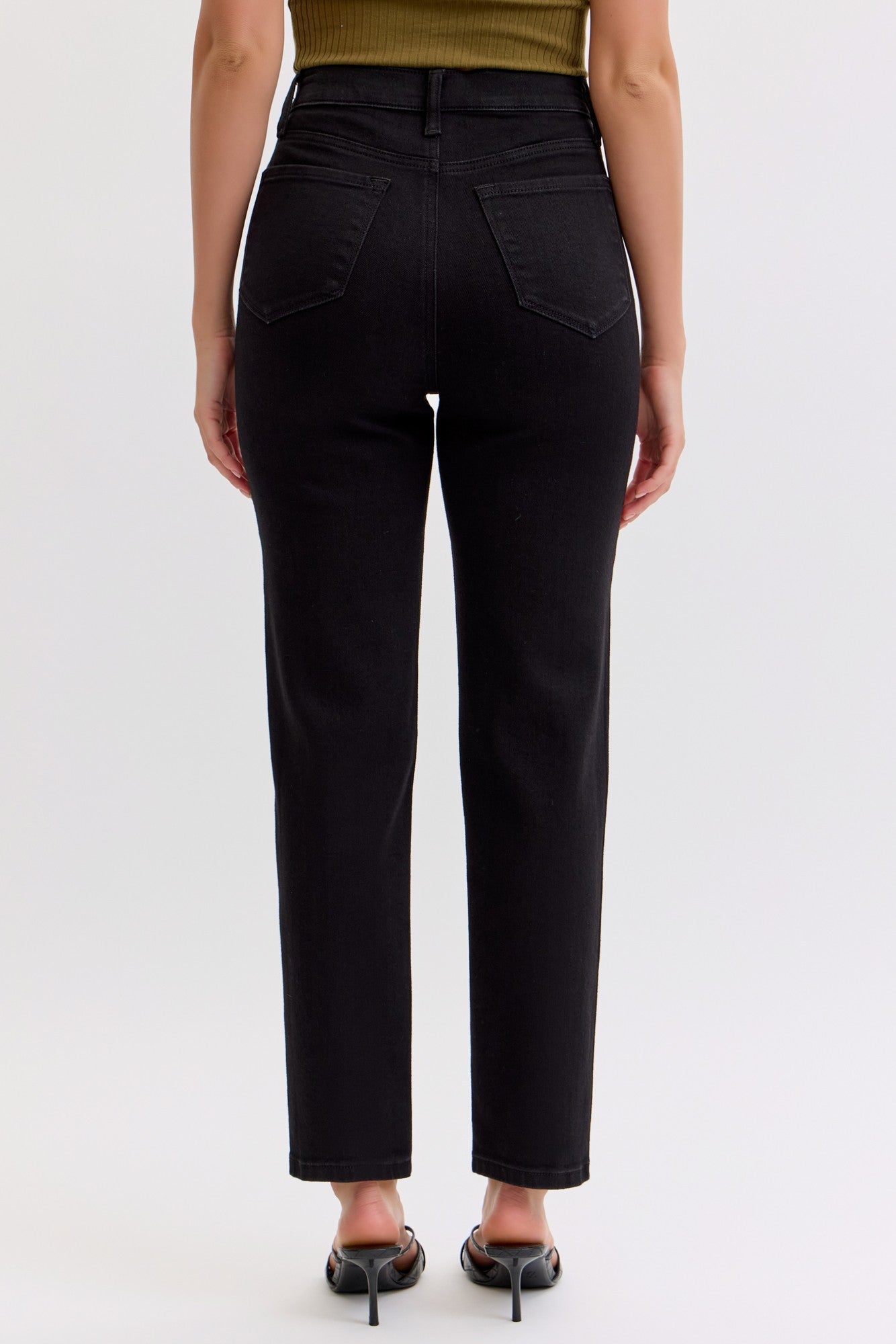 Amara black high rise mom jeans