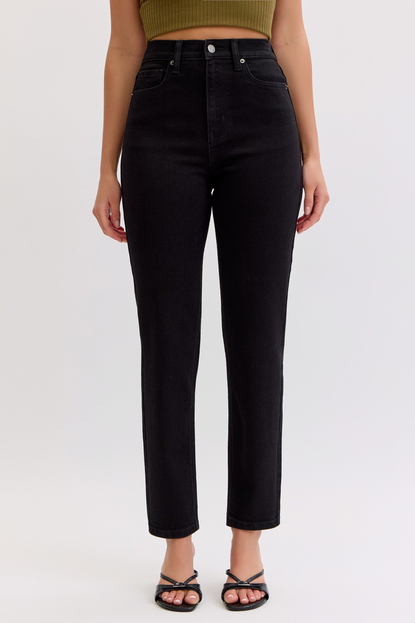Amara black high rise mom jeans