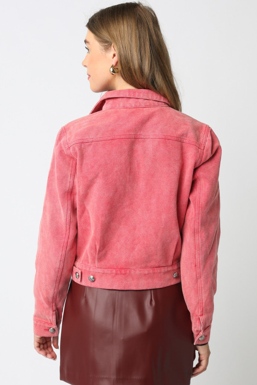Andi red denim button down jacket