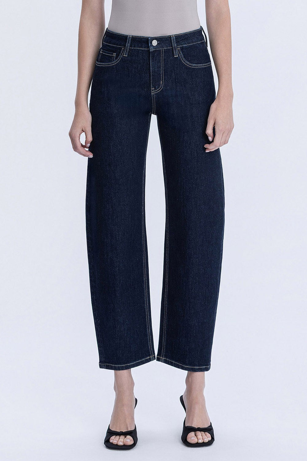 Kaia dark wash high rise slim barrel jeans