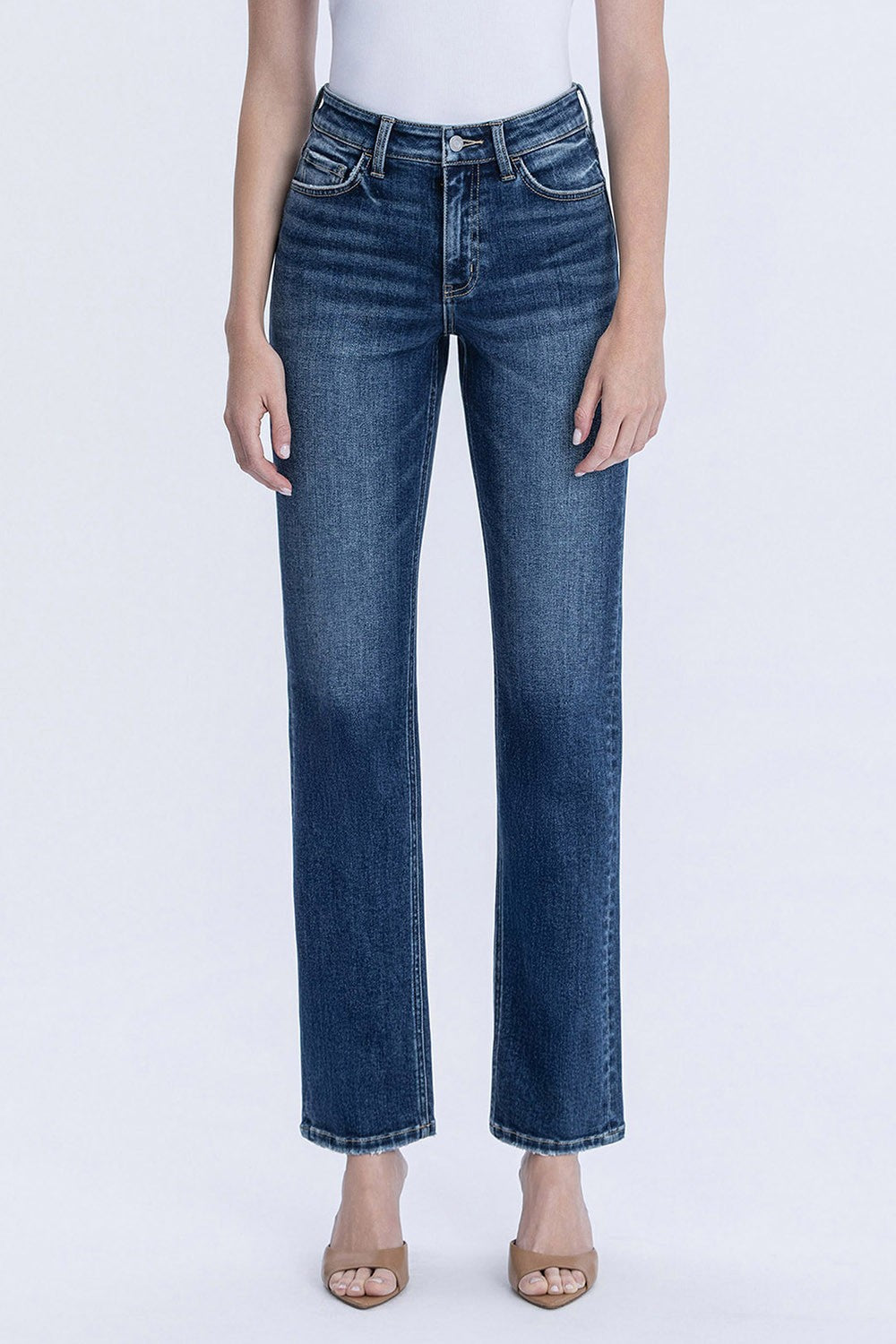 Raya Medium Wash High Rise Straight Leg Jeans