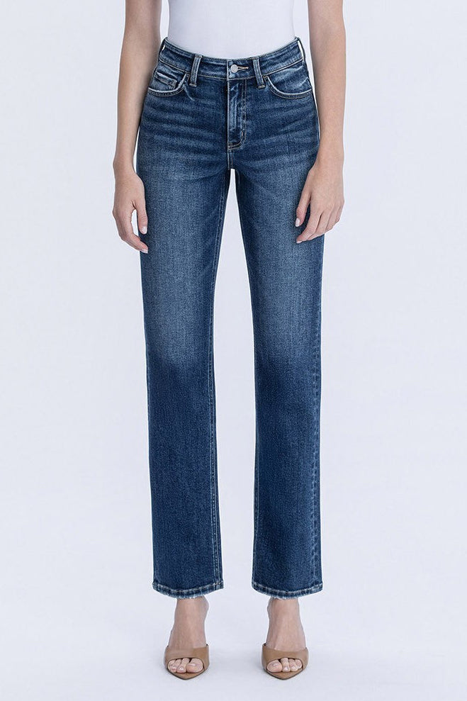 Raya Medium Wash High Rise Straight Leg Jeans