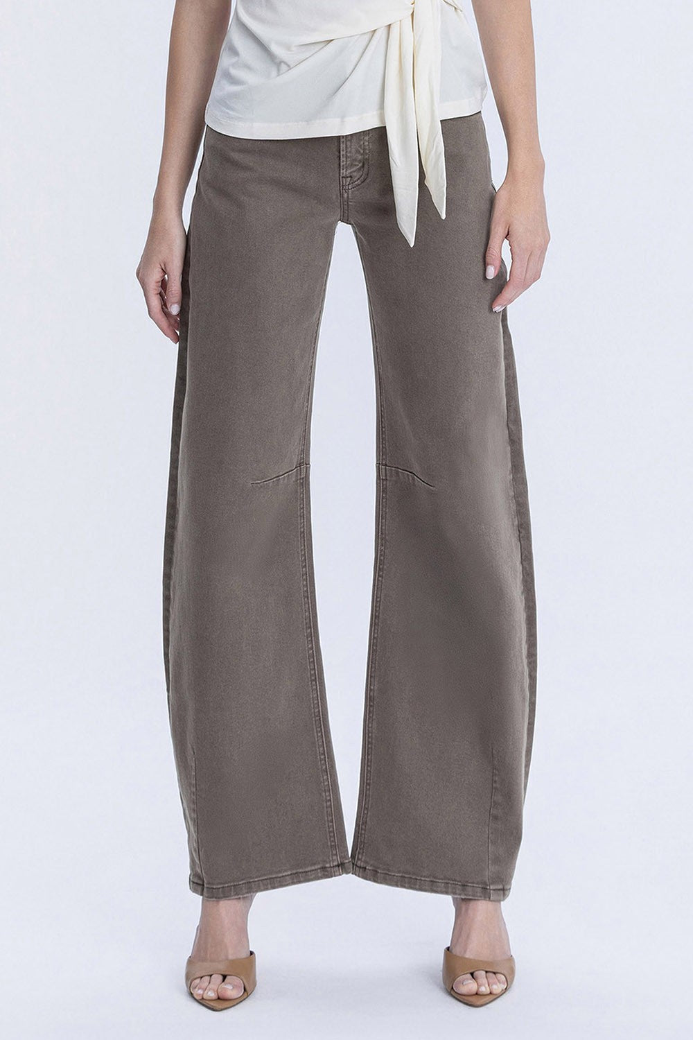 Adeline ash brown high rise wide leg barrel jeans