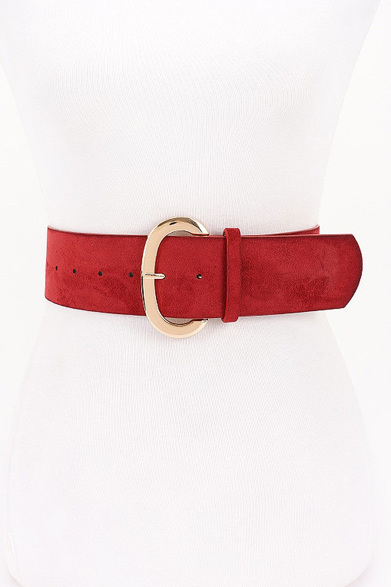 Red Oval Buckled Wide Belt