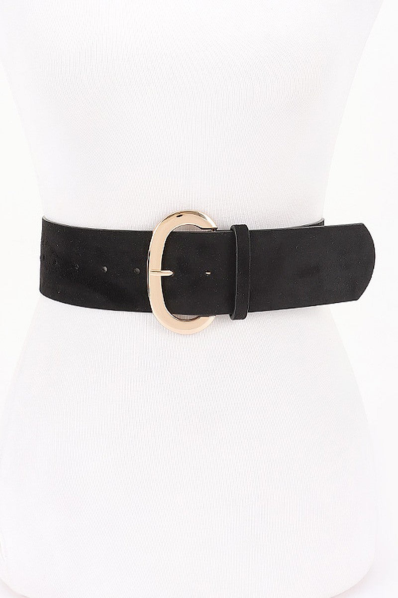 Black Oval Buckled Wide Belt