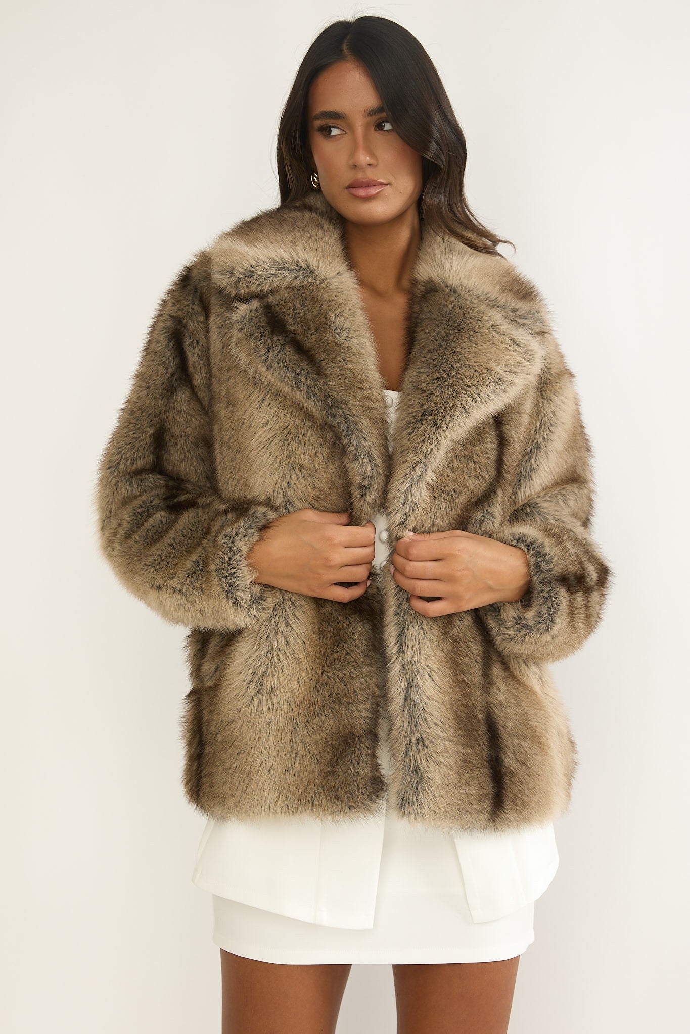 Alexandra Brown Faux Fur Coat