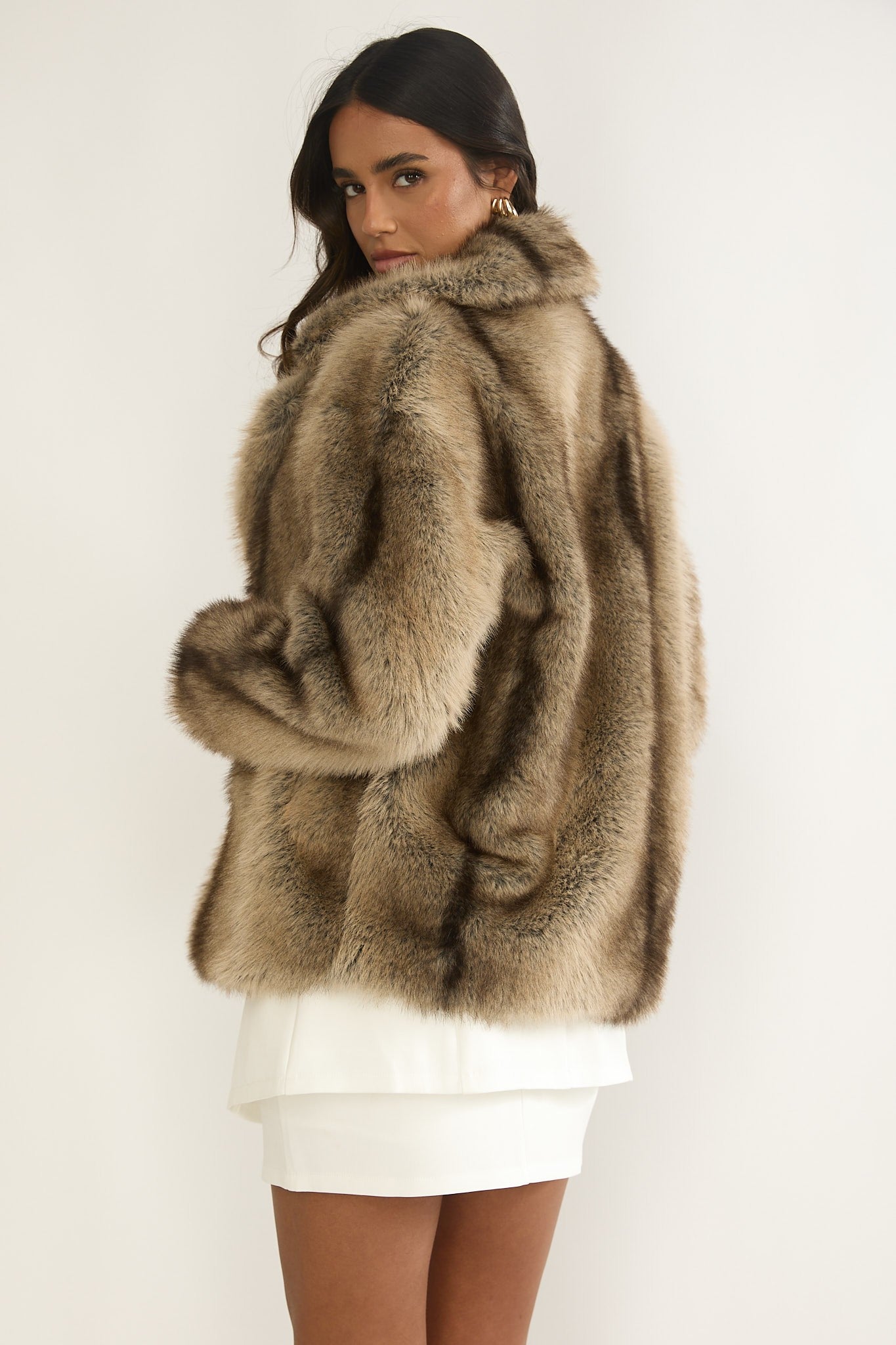 Alexandra Brown Faux Fur Coat