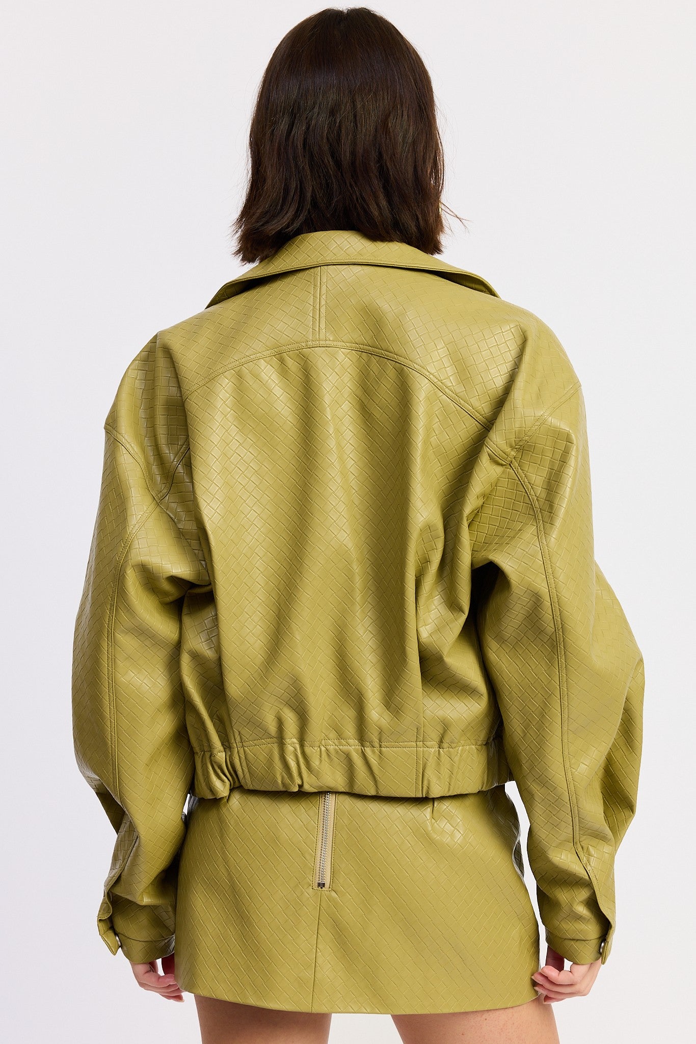 Octavia chartreuse textured cropped jacket